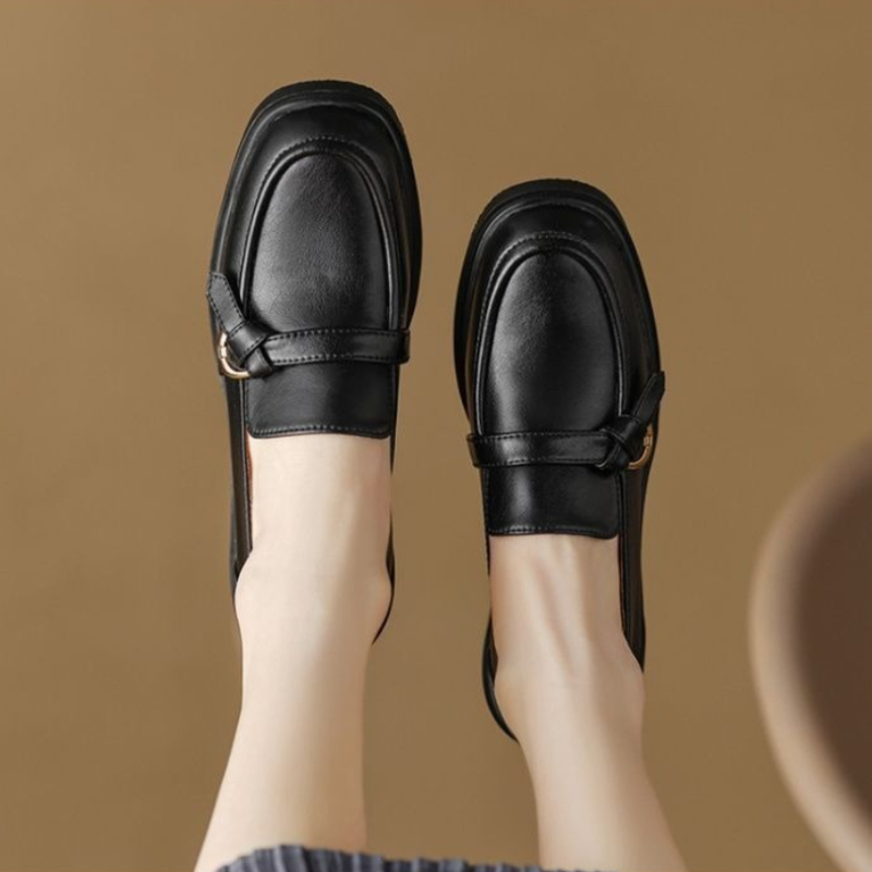 Sewing Latex - Damen Echtleder-Loafer mit Runder Spitze und
