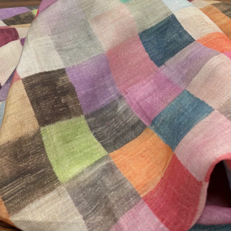 Boho Ramie Leinenstoff, bunter – Vintage Sewing Textile Bewertung und Preis