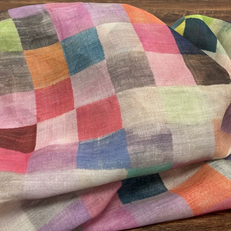 Boho Ramie Leinenstoff, bunter – Vintage Sewing Textile Bewertung und Preis