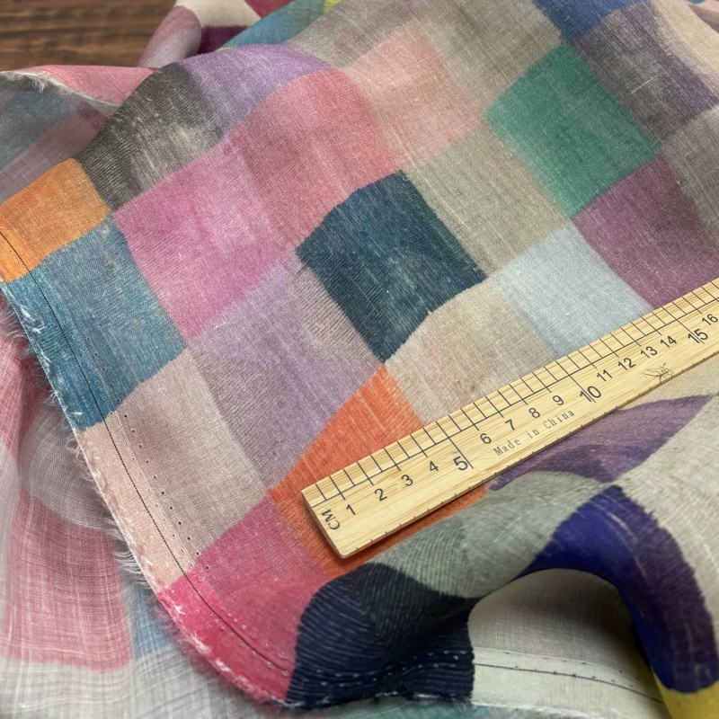 Boho Ramie Leinenstoff, bunter – Vintage Sewing Textile Bewertung und Preis